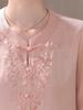 Mom's Spring Style: New 2026 Chinese-Inspired Blouse for Middle-Aged & Elderly Women - Round Neck, Thin Fabric