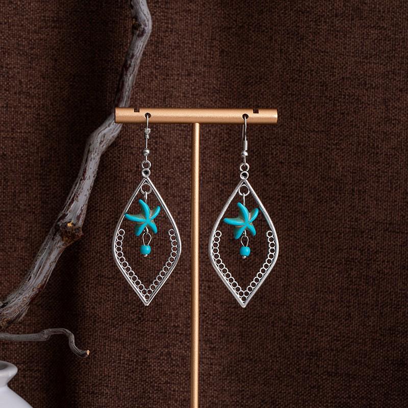 Tibetan Ethnic Bohemian Tassel Turquoise Earrings