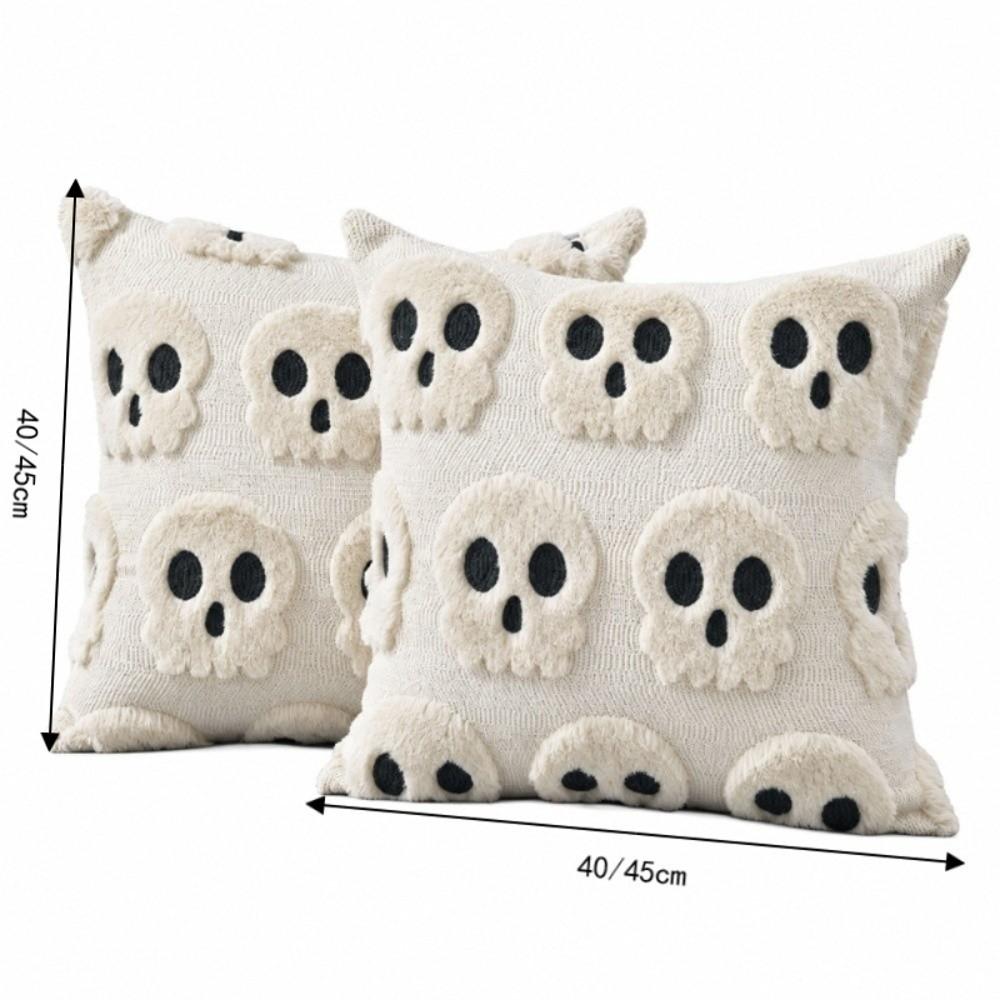 Skeletont Pillow Cover Soft Plush Cushion Case Warm Plush Throw Pillowcase Halloween