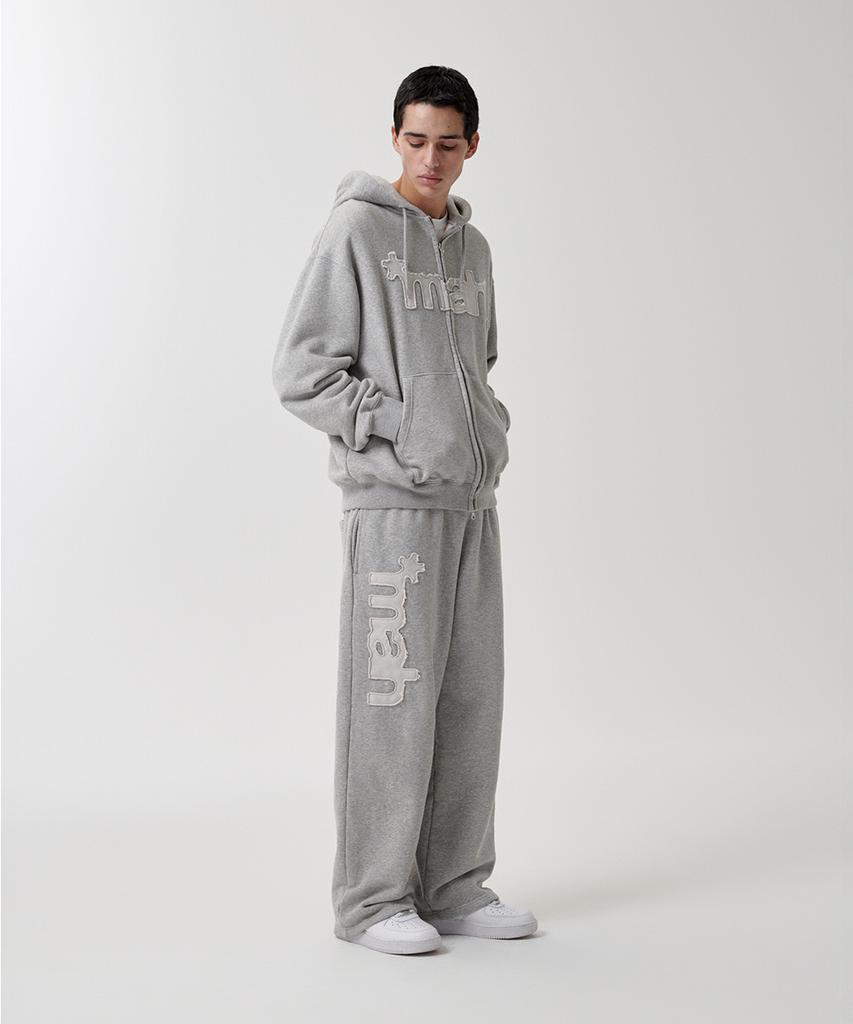 Mahagrid Mah Cut Off Applique Zip-Up Hoodie Gray(Mg2Fsmm492A)