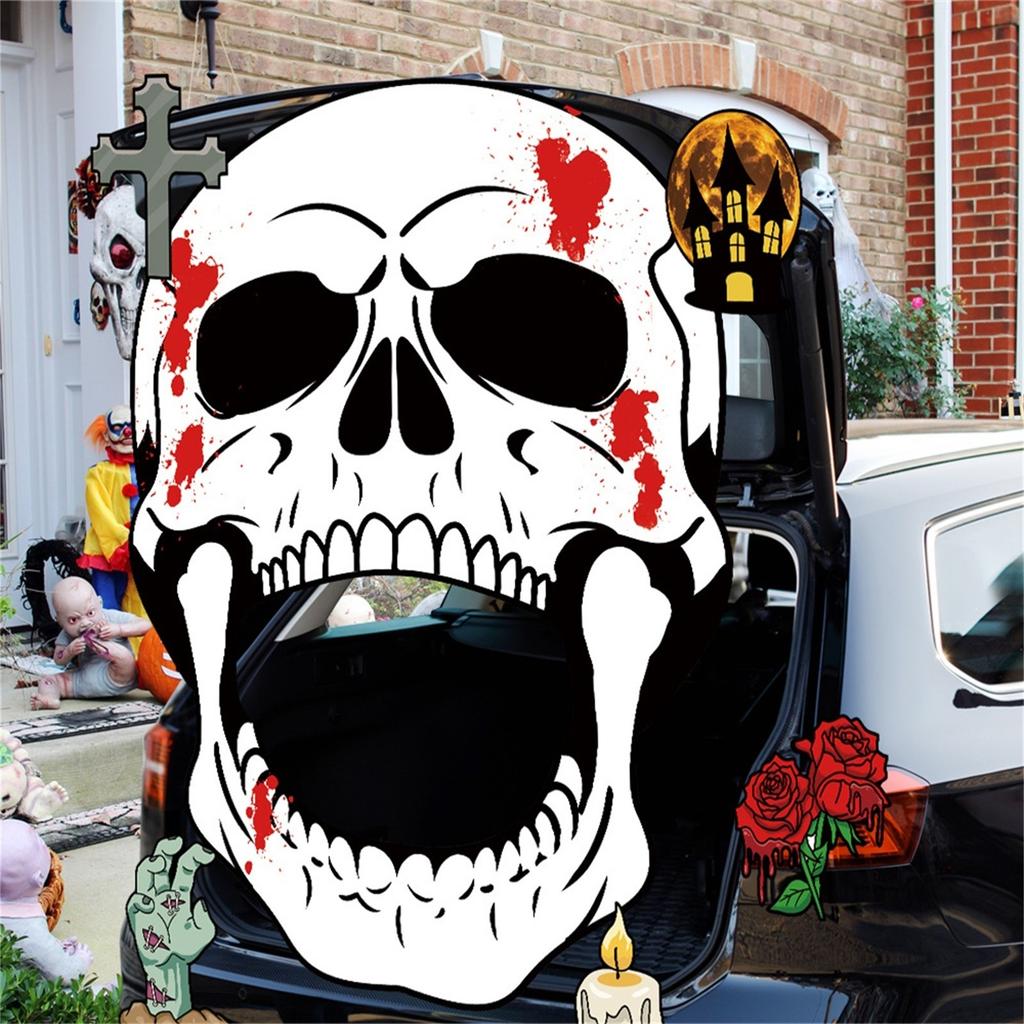 Decorations Kit - Halloween Car Decorations For SUV, Scary Witch Face Sticker Car Decor For Outdoor Garage Archway Door Wall Window Haunt
