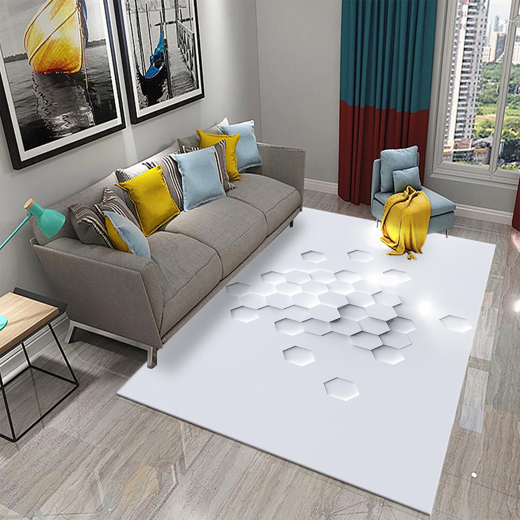 Alfombra negra de panal 3D, alfombra geométrica abstracta para hombres adolescentes, alfombras de arte geométrico espacial, decoración de suelo para dormitorio y sala de estar