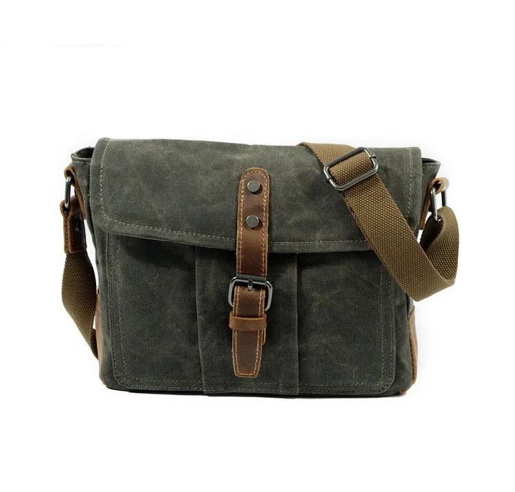 Retro Crossbody Bag Casual Canvas Shoulder Bag Men Simple Men'S Crossbody Bag Waterproof Bags Horizontal