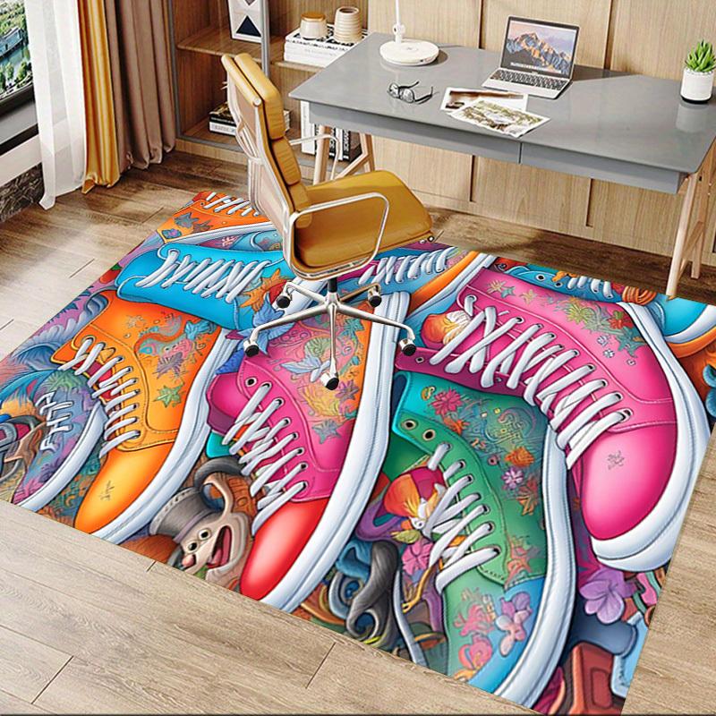 1PC floral pattern sneakers Extra Large Non Slip Floor carpet, Office, family, Studio   Large Area Rug Indoor Rugs, Bold Statement Piece