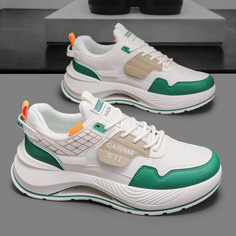 Men Casual Sneakers Board Shoes Outdoor Walking Mesh Breathable 2025 Trendy Shoe Thick Soled Comfort Male Footwear