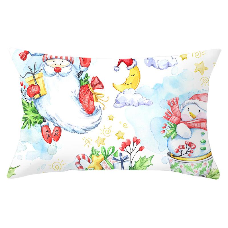 Simple Cartoon Print Series Christmas Waist Pillowcase Peach Skin Printed Pillowcase Home