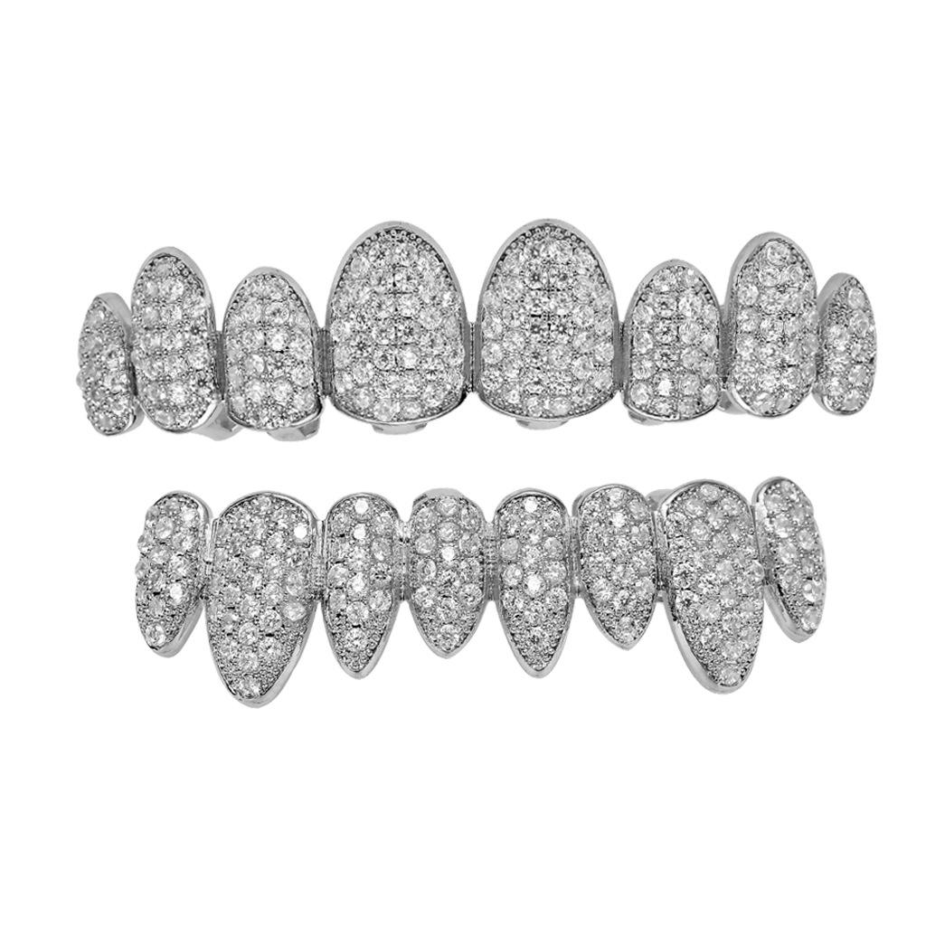 European and American New Tooth Socket Irregular 8 Teeth Inlaid Zircon Hip Hop Hiphop Halloween