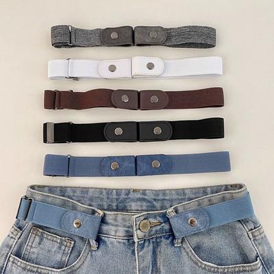 Lazy Belt Comfortable Elastic Design Faux Leather Waistband Adjustable Fit Invisible Jeans Belt Daily Wear