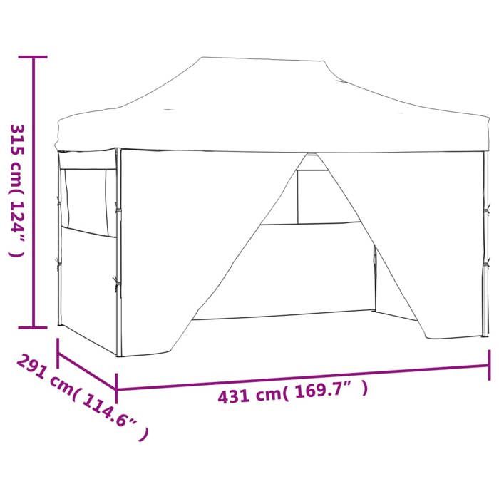 Tente pliable - vidaXL - 3 x 4,5 m - Imperméable - 4 parois latérales - Bleu