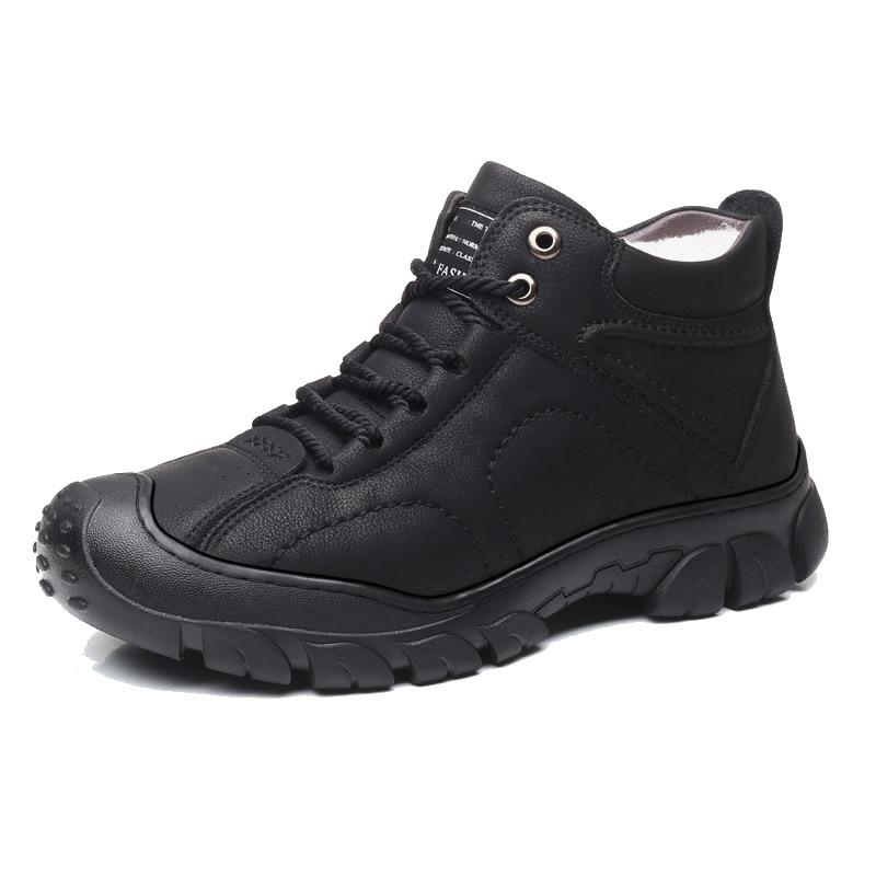 Зимние ботинки, мужские ботинки на износостойкой подошве, шерстяные теплые удобные зимние прогулочные ботинки, нескользящая мужская хлопковая обувь 38 чёрный