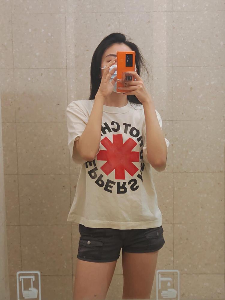 Men's Vintage Distressed Red Hot Chili Peppers Abstract Pattern T-Shirt