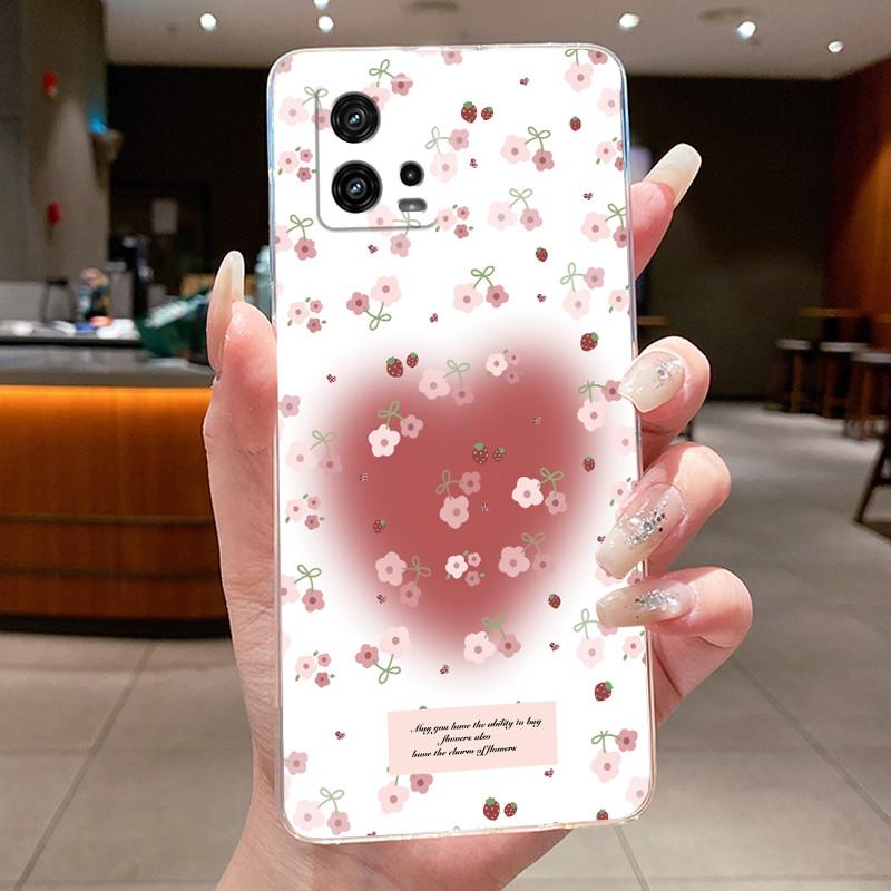 Do etui Motorola Moto G72 Case G 72 Wzór kwiatowy Przezroczysty Miękki Silikonowy Tył Funda Zderzak Do Moto G72 MotoG72 Etui na Telefon Coque