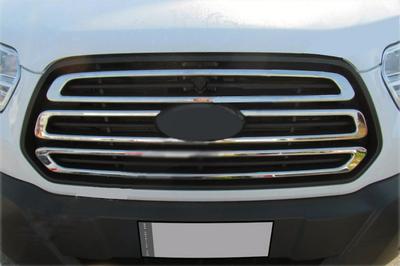 Grille Overlays (2014-2018, 3 Pieces, Stainless Steel) Carmos - Turkish Steel for Ford Transit 2014-