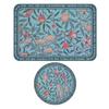 2Pcs Vintage Flower Placemat Waterproof Heat-Resistant Non-slip PVC Heat Insulation Rectangle Round Dining Table Protection Decoration