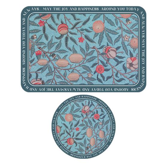 2Pcs Vintage Flower Placemat Waterproof Heat-Resistant Non-slip PVC Heat Insulation Rectangle Round Dining Table Protection Decoration