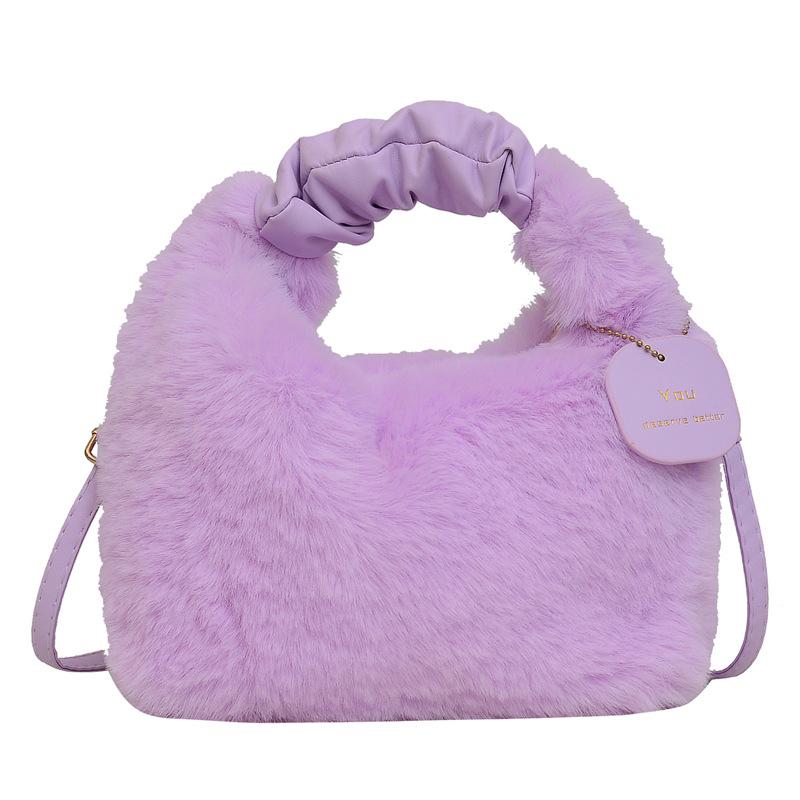 

Женская темпераментная высококлассная плюшевая сумка новая модная шерстяная сумка универсальная нишевая сумка-мессенджер на цепочке one size fits all фиолетовый