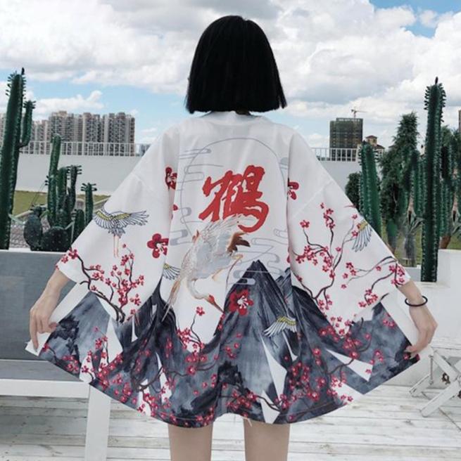 New Digital Printed Japanese Harajuku Kimono Robe Poncho Pajama Cardigan
