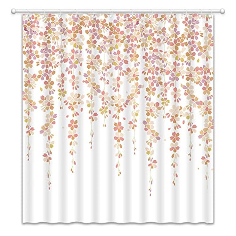 

Weeping Flower Shower Curtain Liner Blue Floral Cherry Blossoms Vine Spring Garden Fabric Shower Curtain Waterproof Bath Curtain W90xH180cm