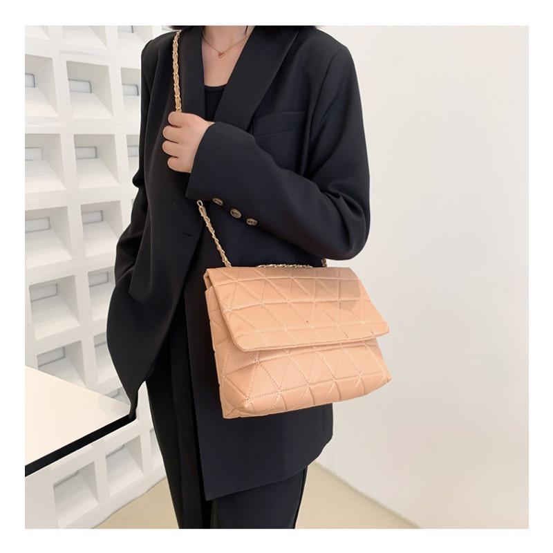 Popular large-capacity bags, new Korean version of trendy fashion diamond shoulder bag PU chain hand carry tote bag women's bag