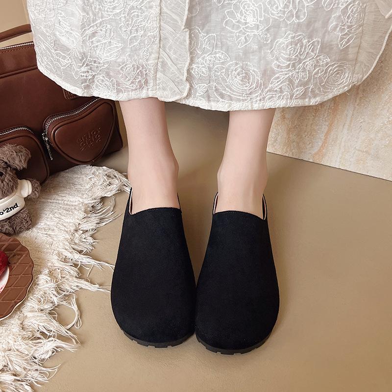 Boken Slippers Women's Summer Leather Surface Outer Wear Non-slip Soft Bottom Fashion Bag Head Drag Girls Lazy One Foot Half Drag