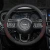 For SRT Renegade Compass Wrangler Patriot Grand Cherokee Trail Hawk Carbon Fiber Suede Car Steering Wheel Cover Accessories