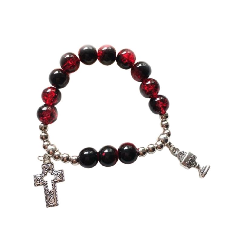 Adjustable Crosses Charm Beads Bracelets Fashionable Religious Jewelry for Men and Women