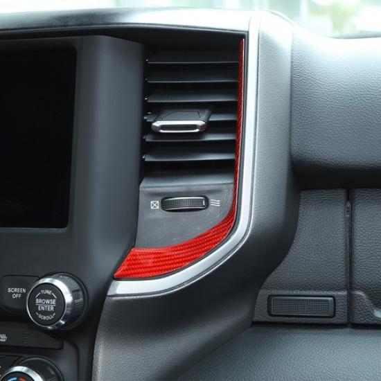 Console Control Air Condition Vent Cover Strip For Dodge Ram 1500 18+ Red Carbon