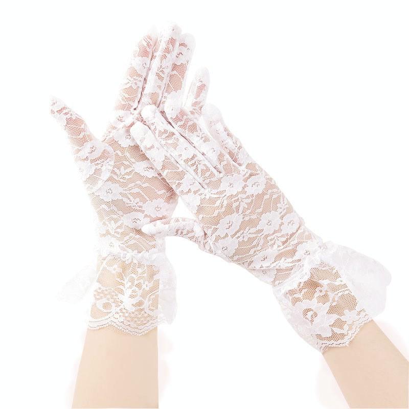 

Korean Girl Group Style Retro Black Lace Bridal Lolita Gloves One Size