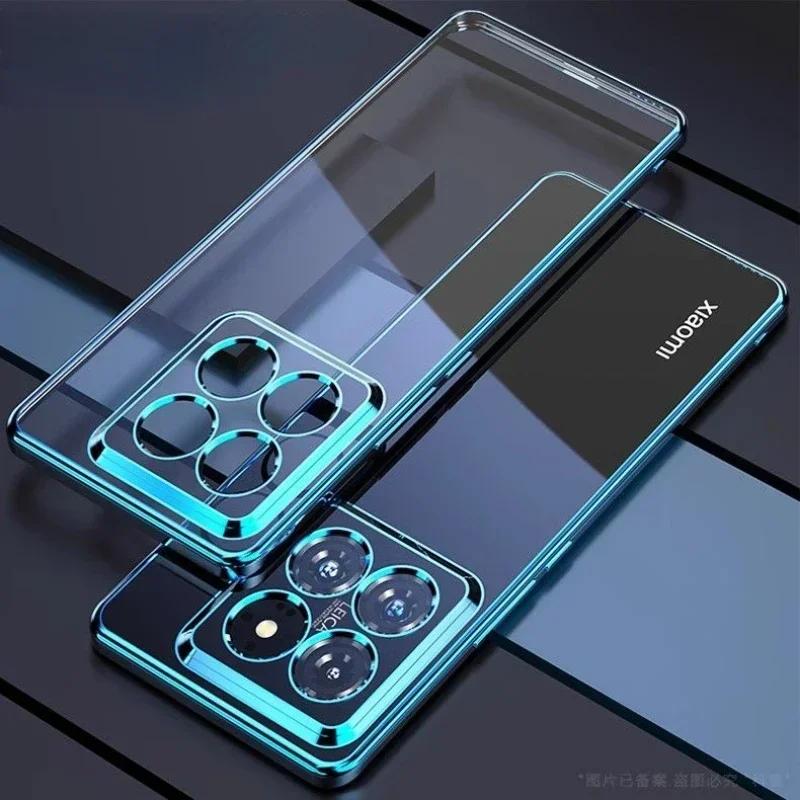 For Xiaomi 14T Pro 15T 17T Pro O X7Pro Soft Silicone Transparent Shockproof Case For Xiaomi 13T Electroplated Frame TPU Cover