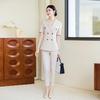 Teluoman Women's Elegant Short-Sleeve Blazer & Pants Set