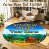 Stardew Valley Personalized Round Rug Support Custom Name, Soft Home Decor Mat