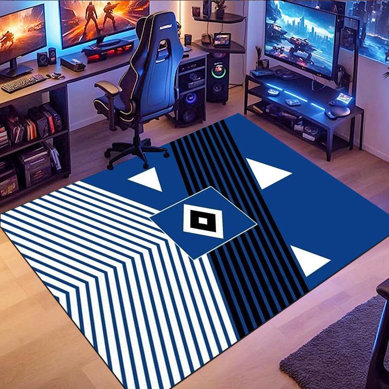 IK Sirius Geometric Flag Style Area Rug, Blue Black Star Print Floor Mat, Non Slip Carpet Home Decor