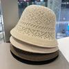 New hollow woven fisherman's hat children's spring and autumn outdoor breathable plain face small versatile sunshade basin hat