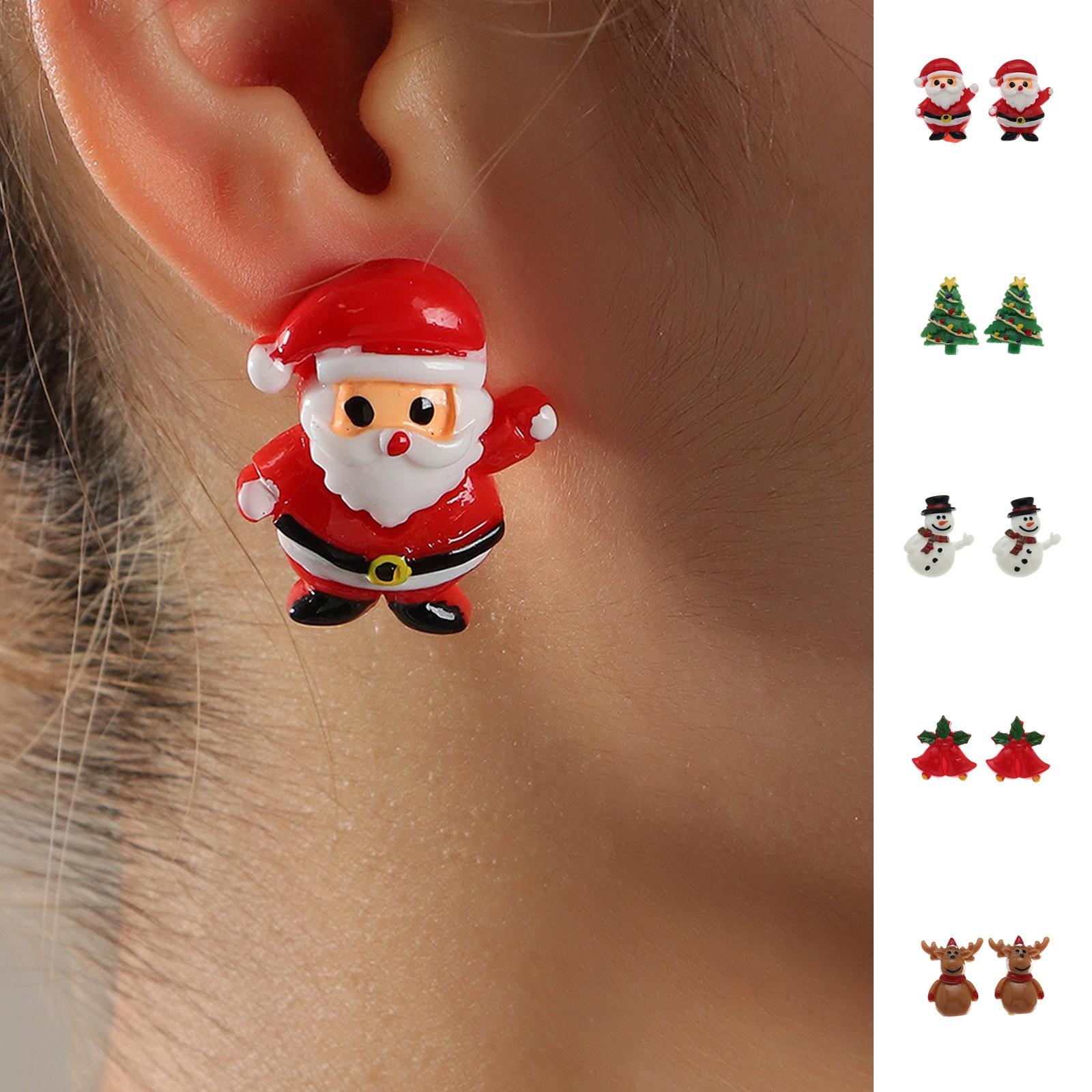 

Женская мода для отдыха, рождественский снеговик, колокольчик, серьги из смолы, ювелирный аксессуар