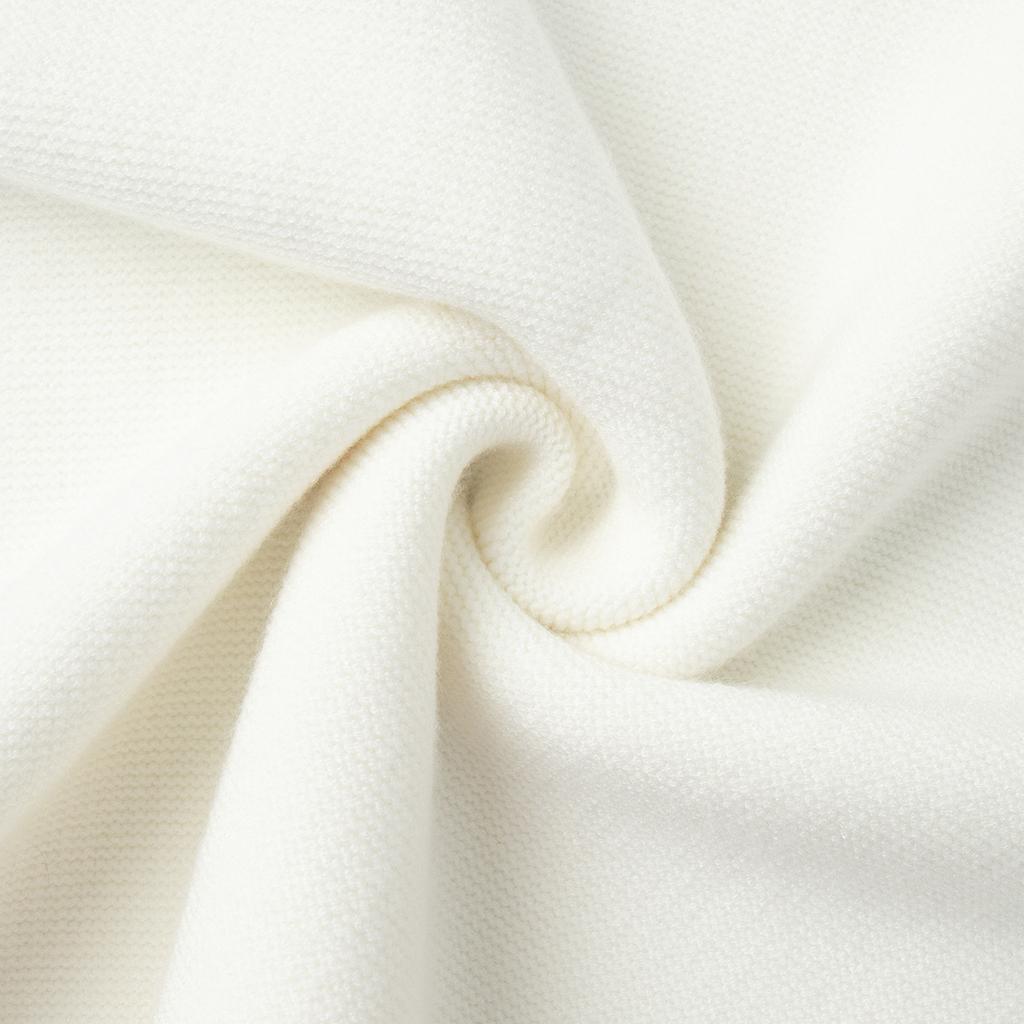 Autumn Winter Pure White Sweater Women's Round Neck Lazy Pullover Temperament Simple Comfortable Knitted Undercoat Top