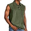 Men's Summer Solid Color Sports Pocket Buttons Lapel Vest Men's Sports Casual Vest