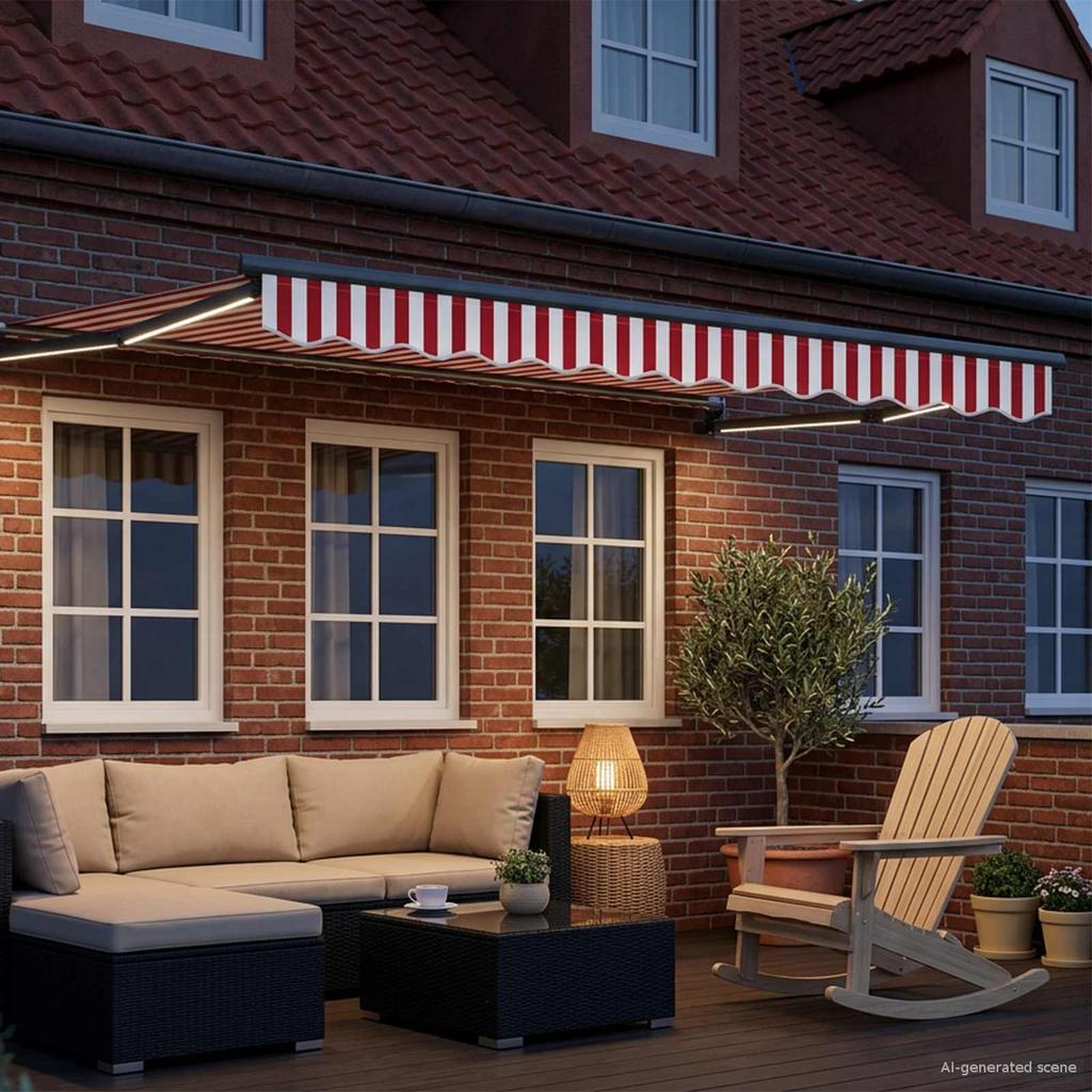 Electric Retractable Awning Red and White 3 X 2.5 M
