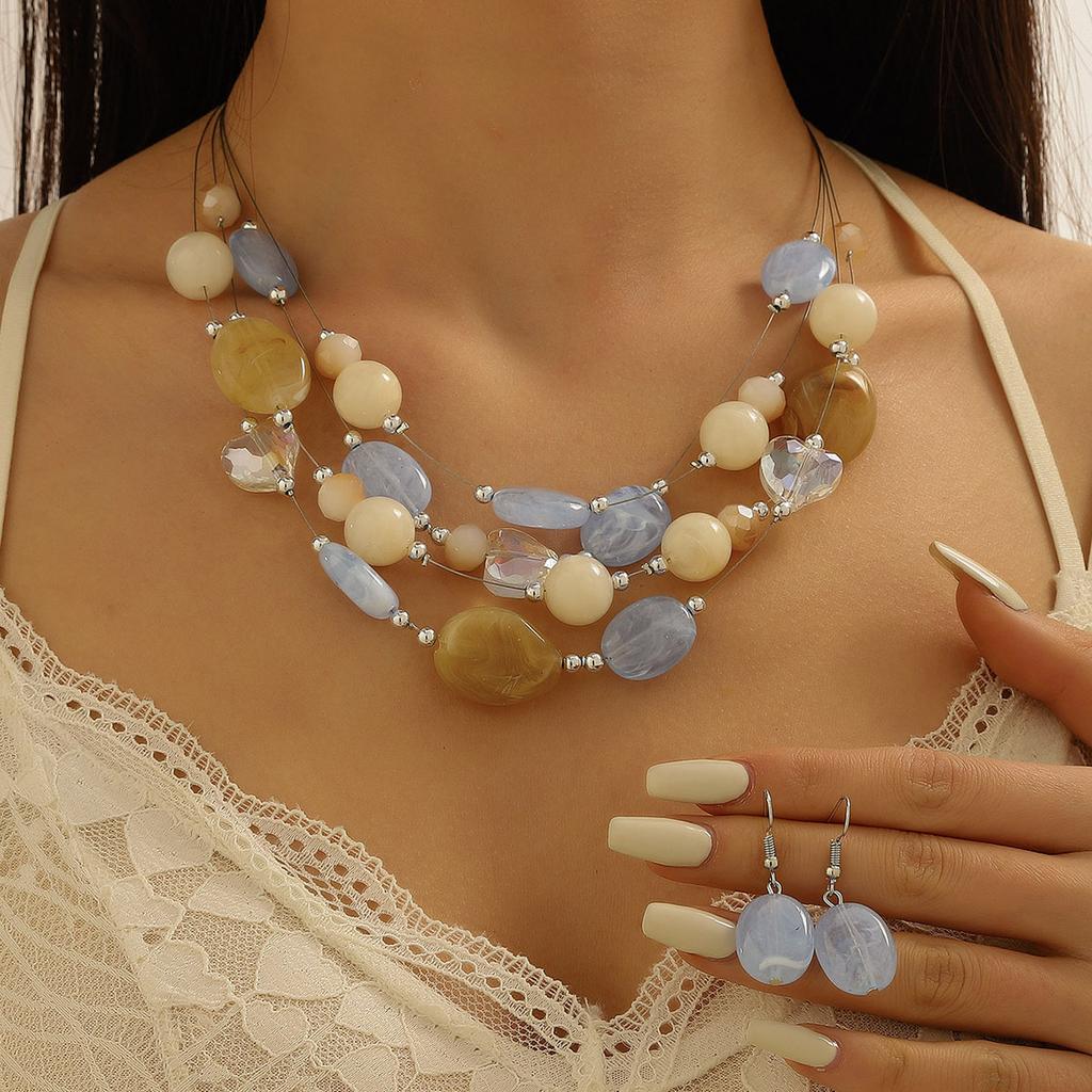 Set di Gioielli da Sposa da Donna con Ciondolo Cristallo Rosa Corallo Collana Orecchini Set di Gioielli con Perline Africane Bijoux Femme