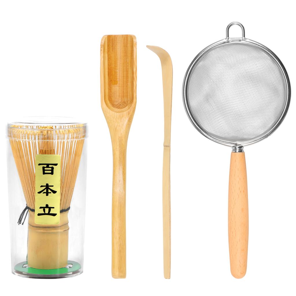 4Pcs Matcha Whisk Set Elegant Matcha Tea Making Kit with Ceramic Bowl Matcha Whisk Holder Bamboo Scoop for Tea Lovers Match