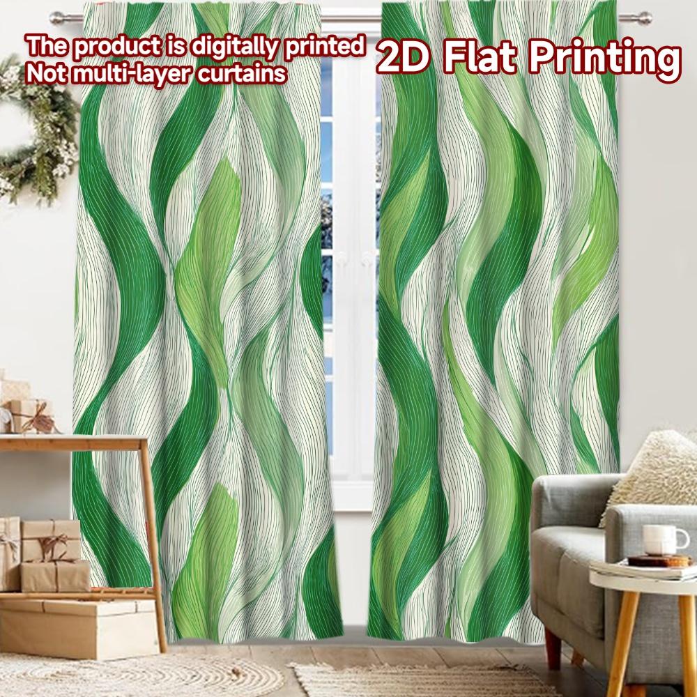

2pcs, 2D FLAT PRINTING Curtains (Without Rod) Greenwave Christmas Festival Chic Print Curtains Prints Light Filtering Curtains 52.50 × 116.00 cm 2 pcs