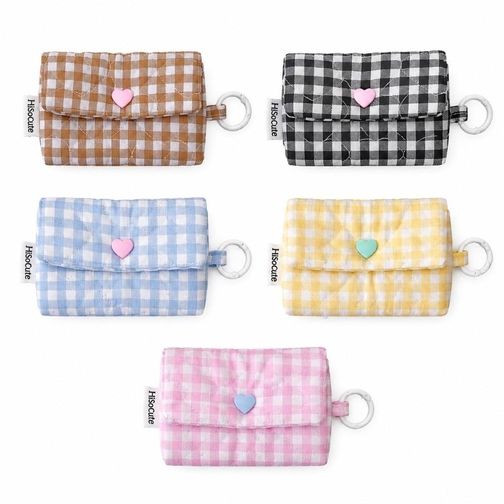 With Keyring Earphone Bag Plaid Coin Purse Pouch Cute Earphone Case for AirPods