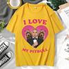 Zabawna koszulka I Love My Pitbull Mr Worldwide z krótkim rękawem s Odzież Modne koszulki uliczne Moda Letnia koszulka