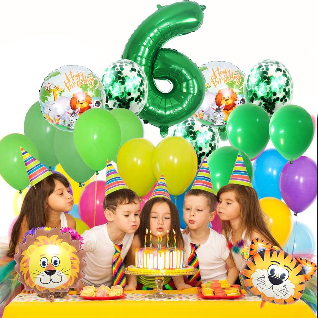 Green Forest Tiger Lion Animal Balloon Set Green Digital Birthday Party Decorative Balloon