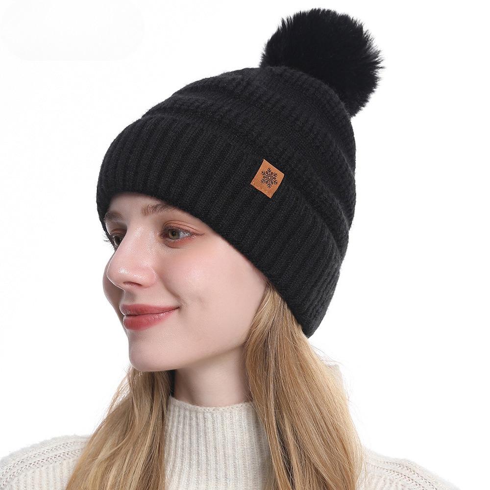 Ladies' Autumn Winter Knitted Hats Warm Outdoor Cold Resistant Woolen Pullover Hats Fashionable Comfortable Versatile Hats