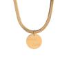 18K Gold Round Tag Titanium Steel Necklace - Light Luxury Niche Blade Chain Choker for Women's Cold Style.