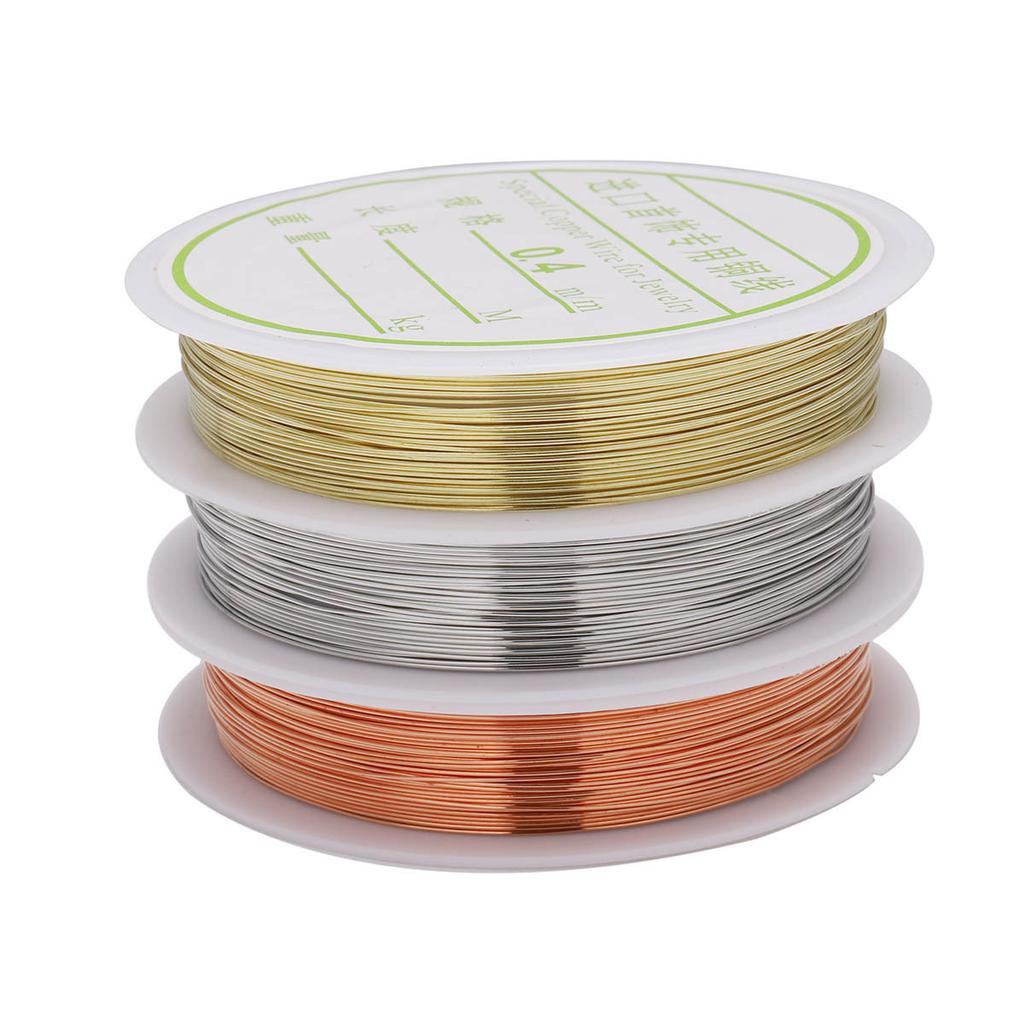 0.4mm Thick Silvery/Golden Color Copper Wire for Bracelet Necklace DIY Colorfast Beading Wire Jewelry Cord String for Craft Making