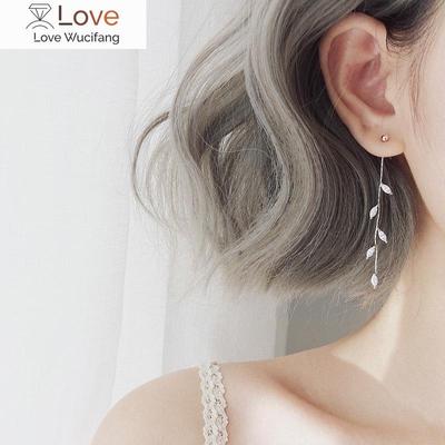 Lange versilberte Kristallblatt-Quasten-Tropfen-Ohrringe für Frauen Hochzeit Modeschmuck Geschenk
