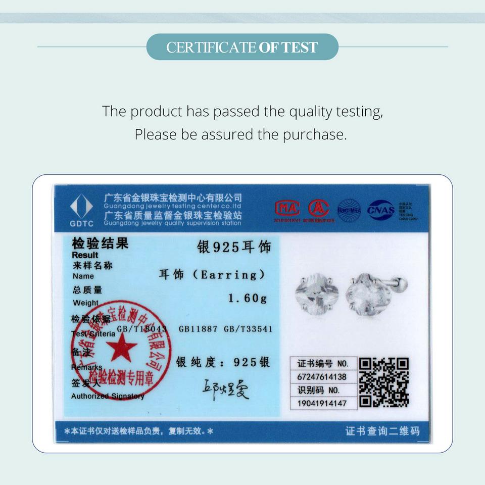 WOSTU 925 Sterling Silver Four-leaf Clover Stud Earrings with Zircon for Women Girl Fine Jewelry Party Daily Date Lucky Gift