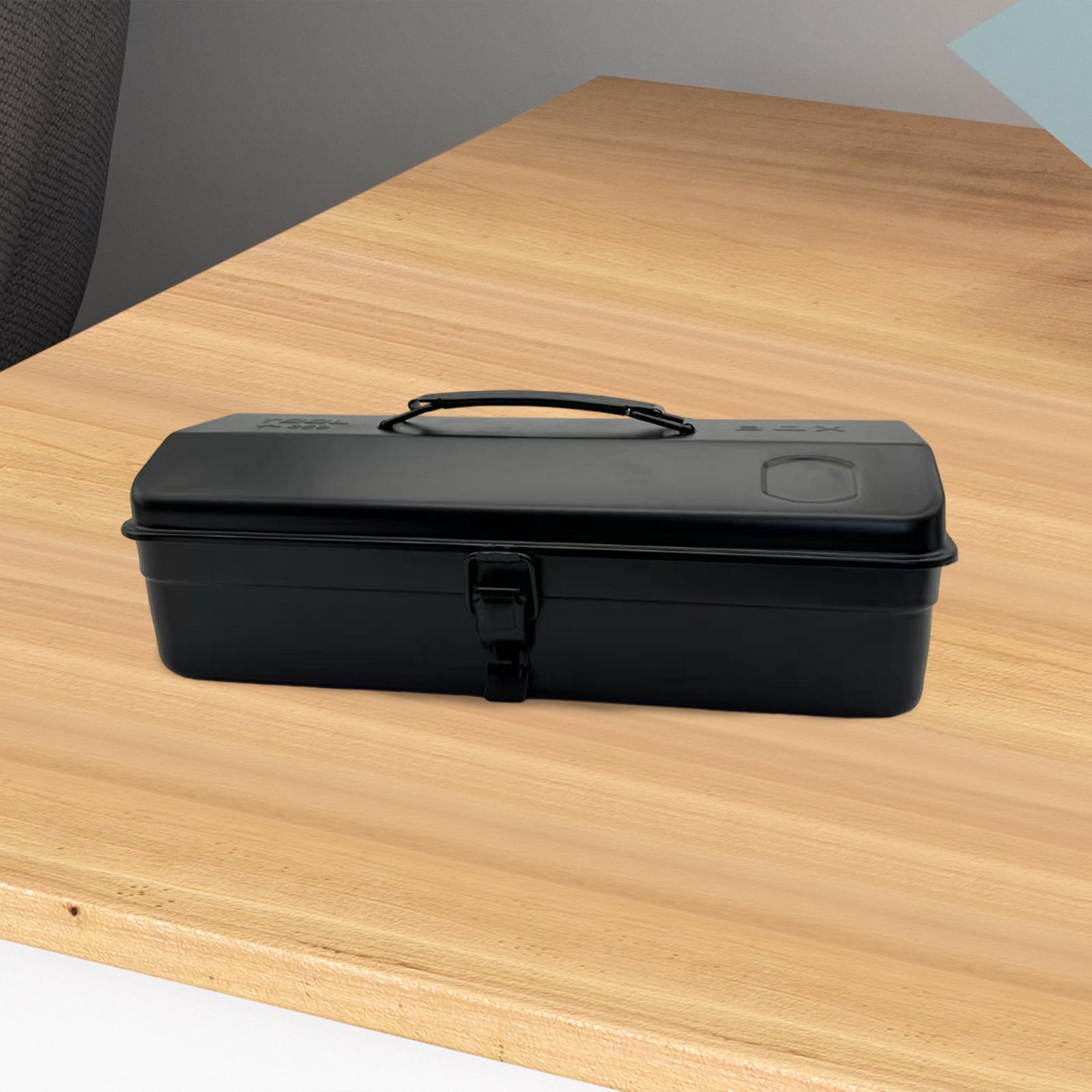 

Ящик для инструментов из железа, переносной, запирающийся, для мастерских электрика, с замком, пряжкой, ящик для инструментов, кейс для инструментов чёрный