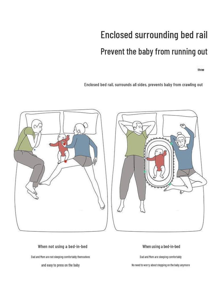 Foldable Portable Baby Crib: Anti-Pressure, Anti-Startle Pure Cotton Sleeping Bed